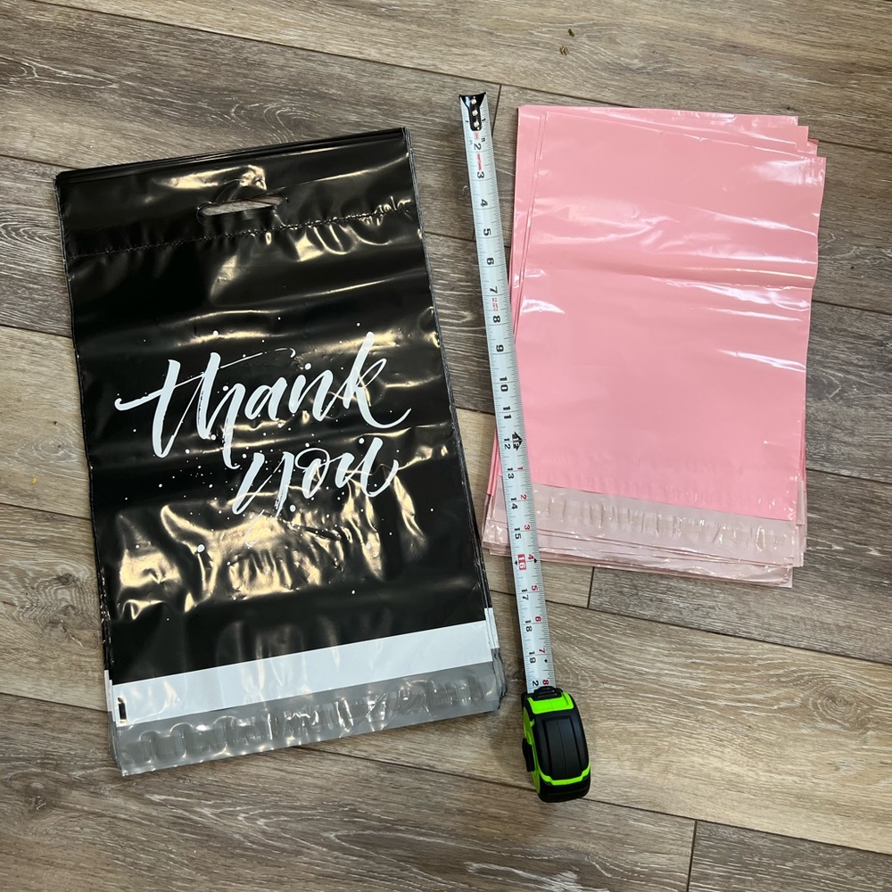 Thank you with handle and pink polymailers- 10 each